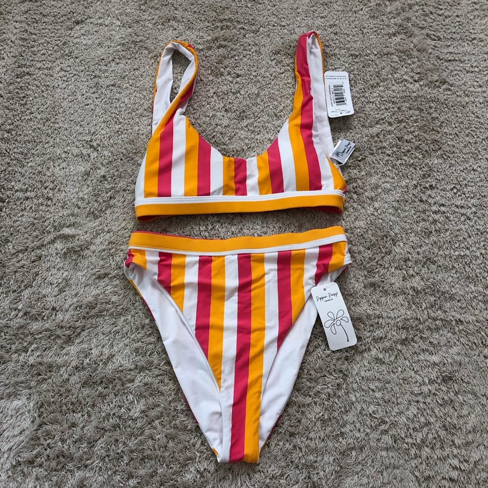 Dippin Daisys Striped Highwaisted Bikini Set